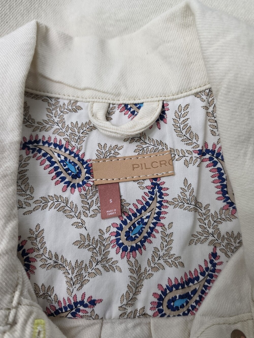 Anthropologie Pilcro Oversized Denim Shirt Chore Jacket Off-White Cream Small - Picture 3 of 10